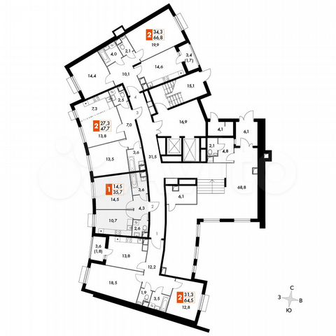 1-к. квартира, 35,7 м², 1/16 эт.