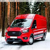 Водитель на Ford Transit по городу. Авто компании