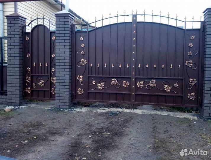 Кованные распашные ворота с установкой