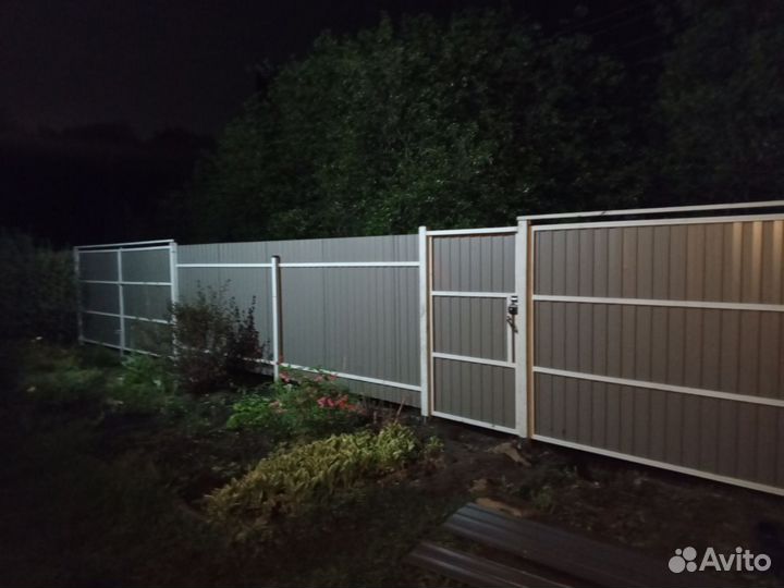 Забор 20 м с воротами 4 м, калиткой - под ключ