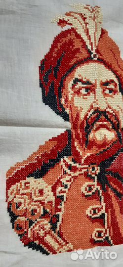 Ручная вышивка на ткани Богдан Хмельницкий