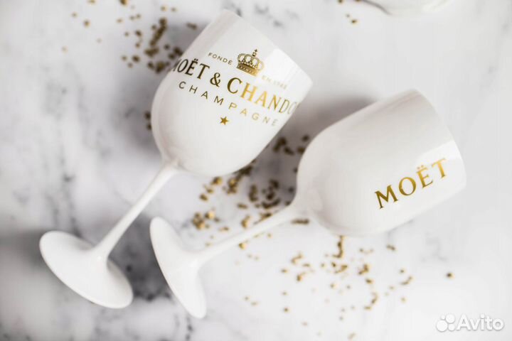 Бокалы под шампанское вино moet 2 шт пластик/акрил