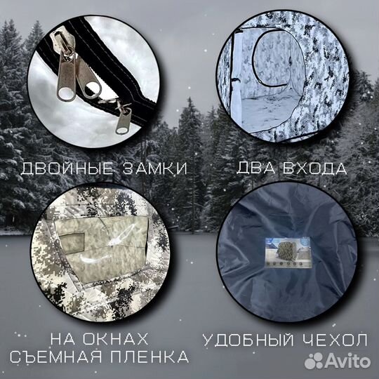 Зимняя палатка для рыбалки 185х185х210 3слоя