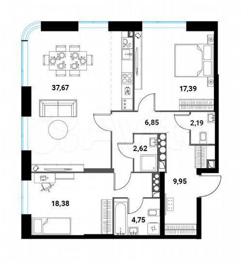 3-к. квартира, 99,8 м², 24/28 эт.