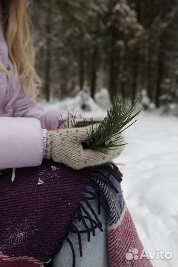 Шерстяные варежки вязаные вручную