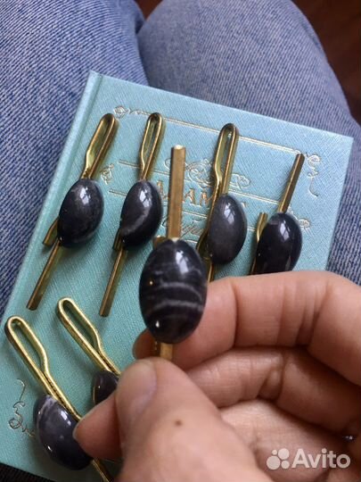 Зажимы для галстука СССР с натуральным камнем