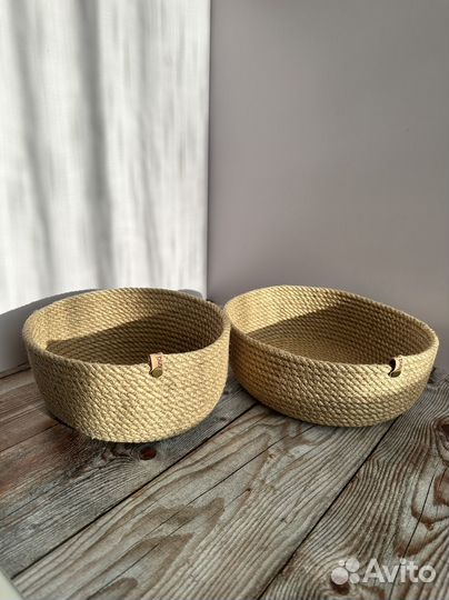 Корзины из джута интерьерные 2 шт