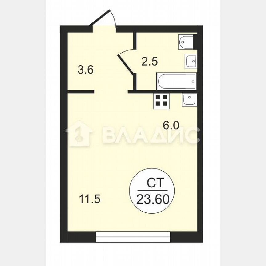 Квартира-студия, 23,6 м², 14/22 эт.