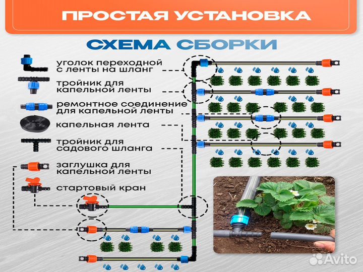 Капельный полив 50 метров