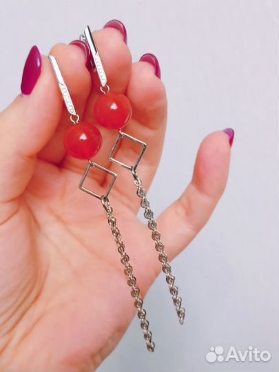 Серьги с сердоликом