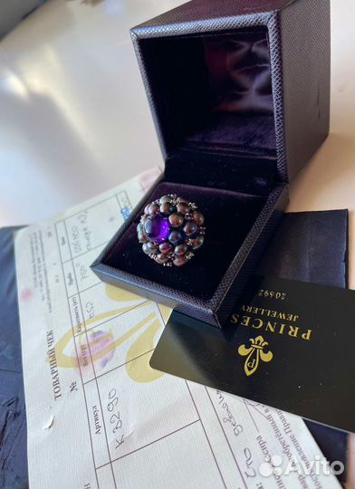 Кольцо из белого золота 750 с бриллиантами и жемчу