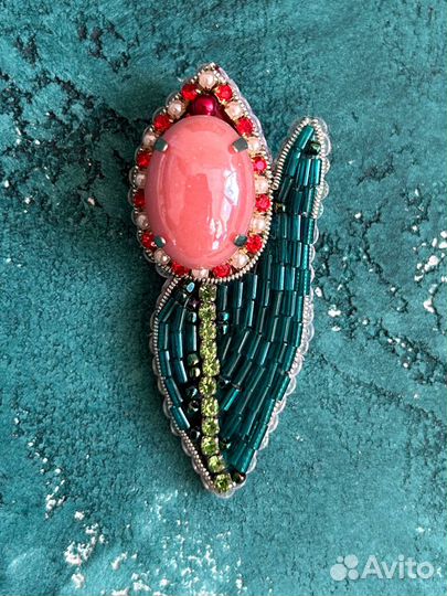 Брошь тюльпан ручной работы