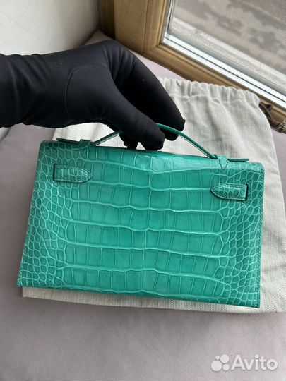 Клатч Hermes Mini Kelly pochette blue paon croco