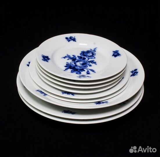 Набор тарелок 9 шт, Чехословакия, подглаз-я роспис