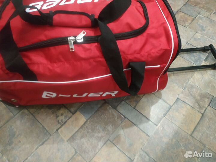 Баул хоккейный красный Bauer с карманом