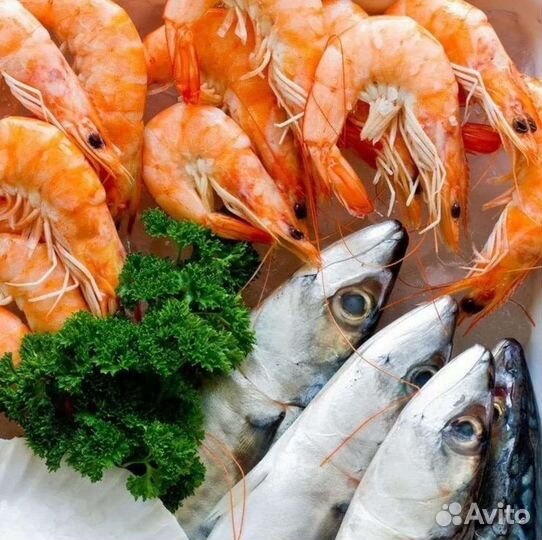 Рыба, Сёмга, Лангустины. Продукты