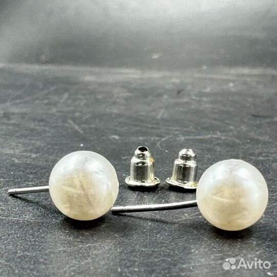 Серьги пуссеты С жемчугом cubic ZIR conia