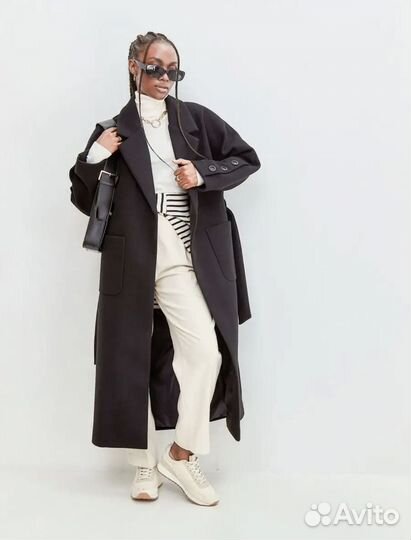 Пальто осень длинное чёрное женское