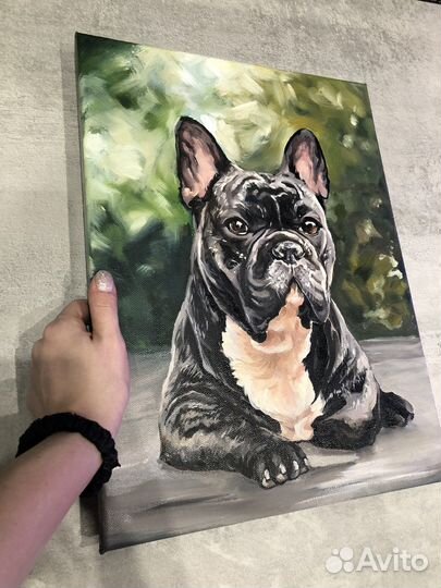 Портрет маслом на холсте, домашние животные