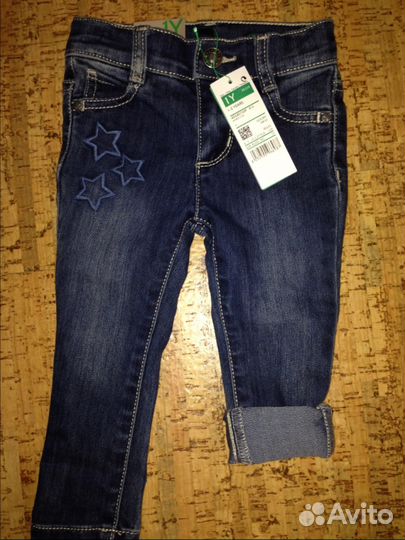 Новые джинсы Benetton для маленьких модниц р-р 1г
