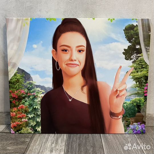 Портрет по фото на холсте