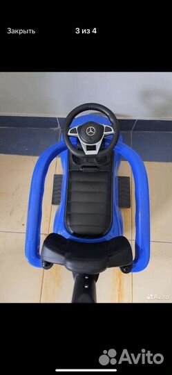Машинка каталка с ручкой mercedes толокар