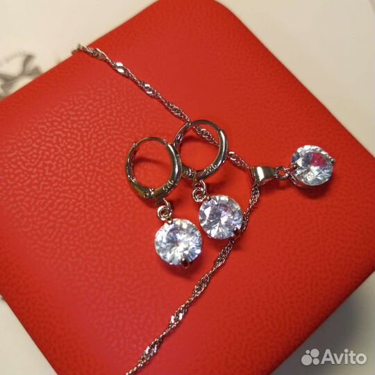 Хрустальные кристаллы серьги кулон цепочка