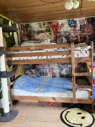 Кровать двухъярусная деревянная 200х90