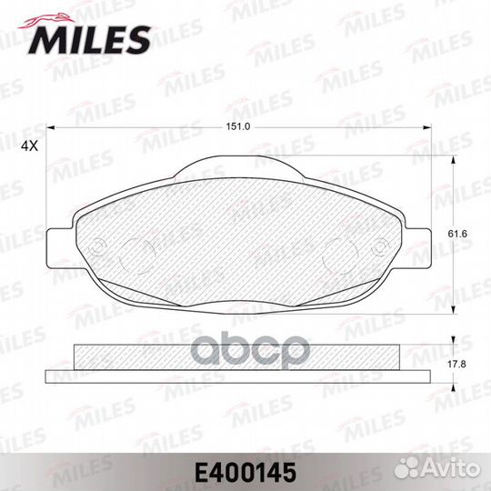 Колодки тормозные дисковые перед E400145 Miles