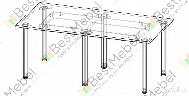 Стол рабочий на 6 ножках со столешницей из лдсп