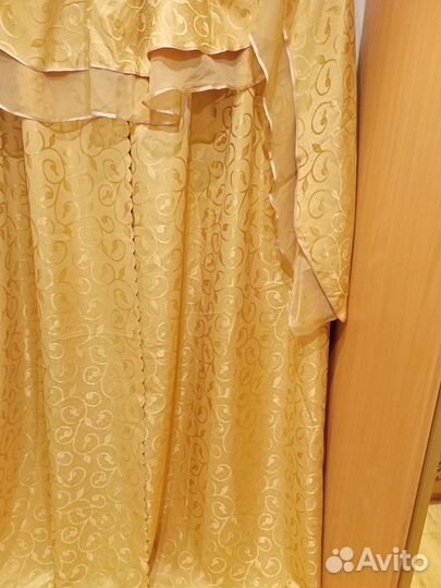 Шторы новые золотист.готовые 245/150
