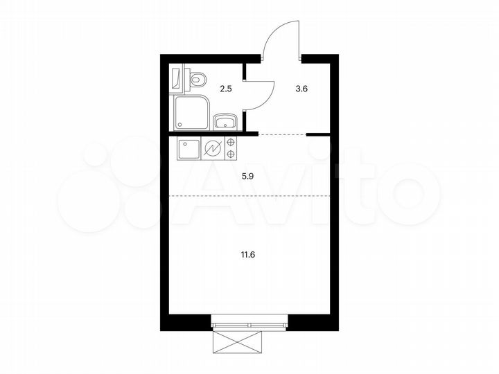 Квартира-студия, 23,6 м², 24/33 эт.