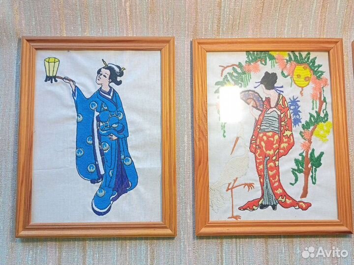 Картина вышивка гладью, ручная работа