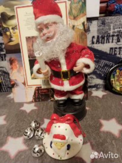 Санта-Клаус под елку, винтаж украшения,гирлянда