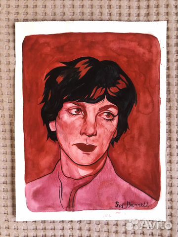 Портрет акварелью Сид Барретт Syd Barrett рисунок