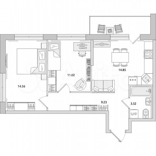 2-к. квартира, 58,9 м², 13/21 эт.