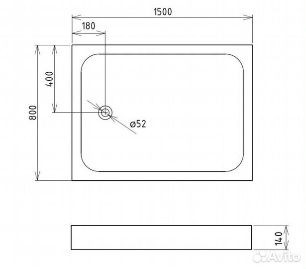 Душевой поддон Gemy ST13C 150x80