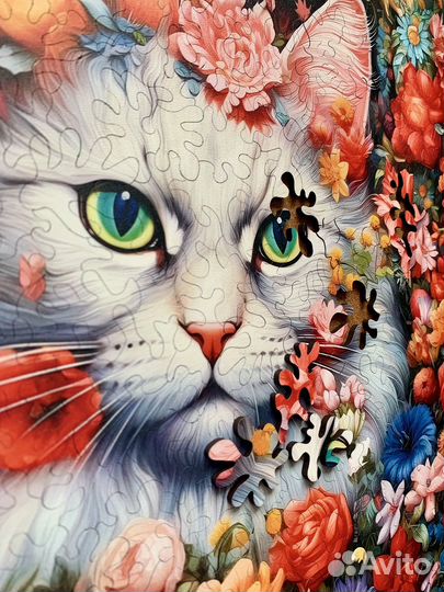 Кот деревянный пазл