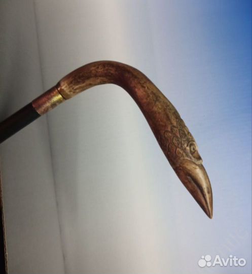 Трость птица рог резьба латунь кость
