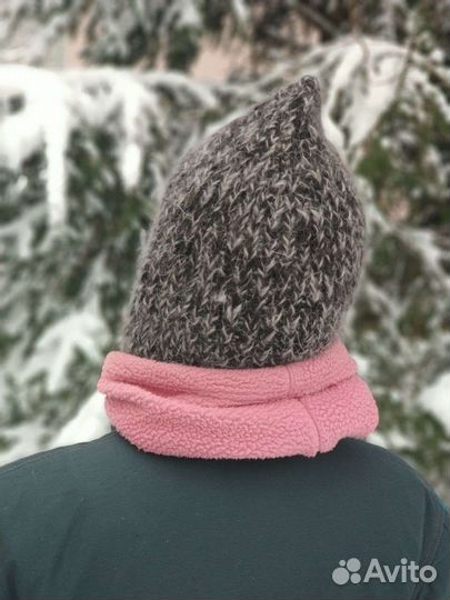 Балаклава из натуральной шерсти,ручной вязки