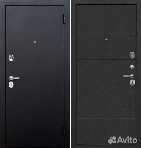 Входная дверь 7,5 см Гарда Букле черный бетон граф