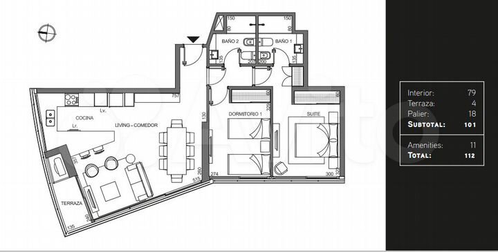 3-к. квартира, 97 м²