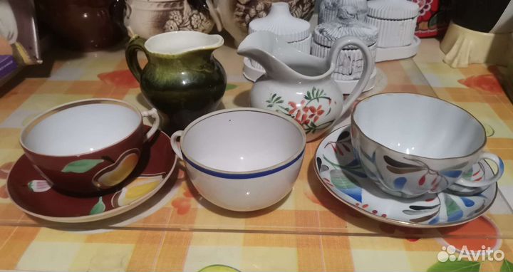 Чайная пара Золотая груша Молочник СССР