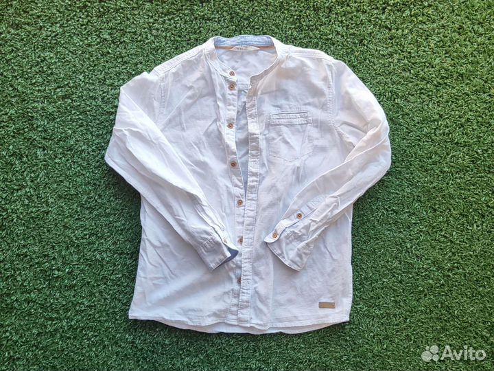 Рубашка белая, голубая, в клетку hm 140