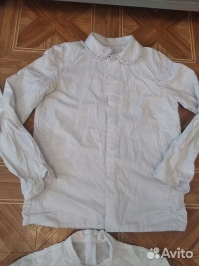 Блузки рубашки белые 7-14лет