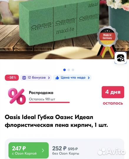 Губка фоористическая Oasis max life оазис пена