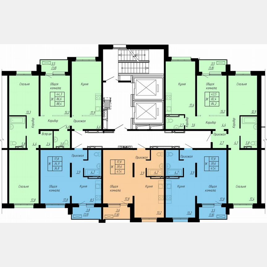 3-к. квартира, 84,2 м², 11/17 эт.