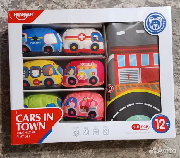 Игровой набор. Коврик-дорога с мягкими машинками