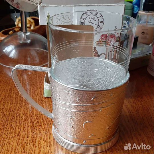 Подстаканник со стаканом, СССР,3 шт