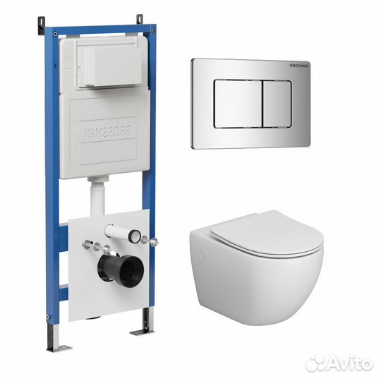 Ком-кт Инст+К-ша Classic Хром Гл+Унитаз GR-4411S